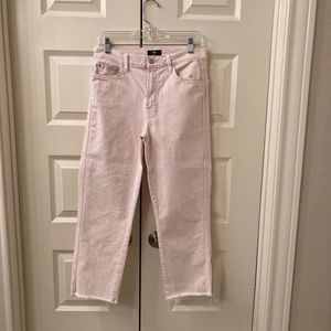 NWOT 7 FOR ALL MANKIND PALE PINK/ LIGHT PINK HIGH WAIST CROPPED STRAIGHT JEANS